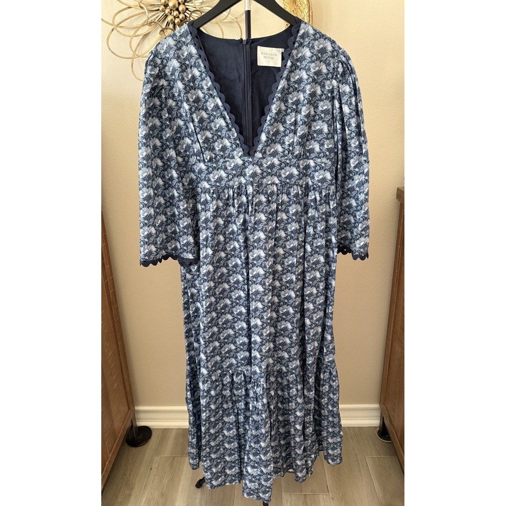 Hyacinth House XL Blue Floral Maxi Dress Rickrack Tiered Cottagecore Tuckernuck